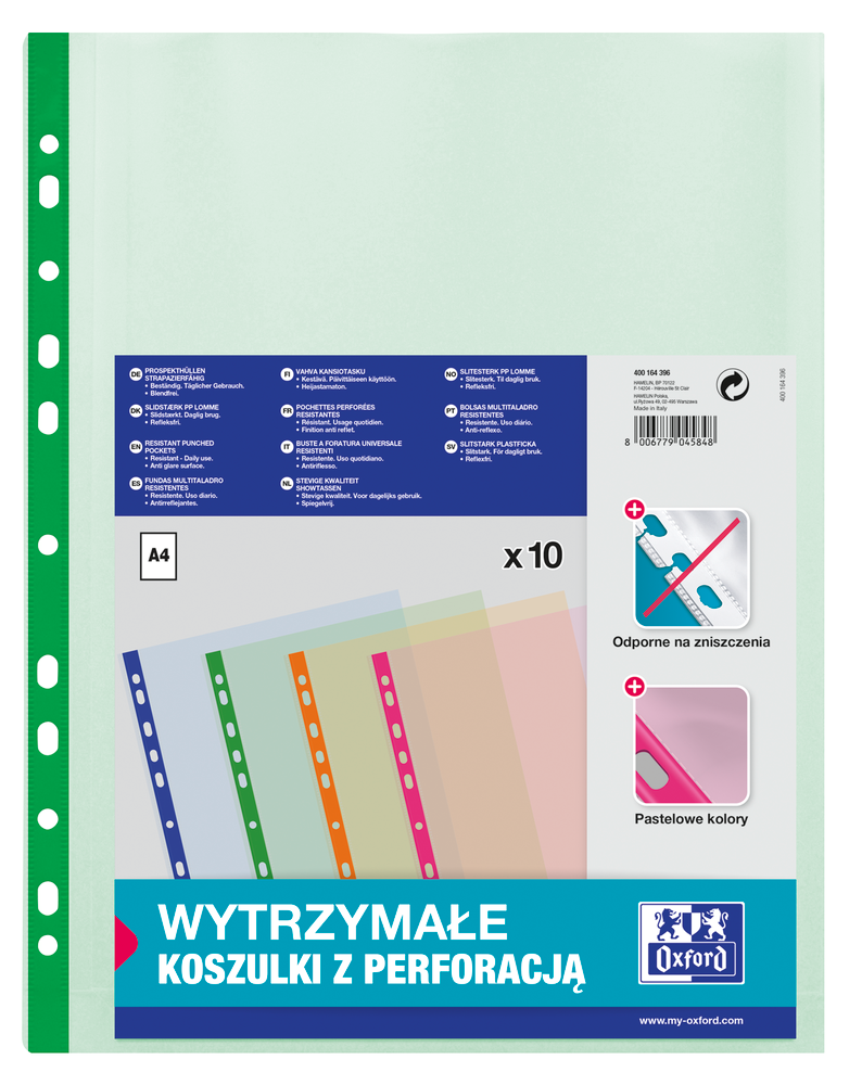Koszulka krystaliczna Oxford A4/10 100mic mix kolor 400164396