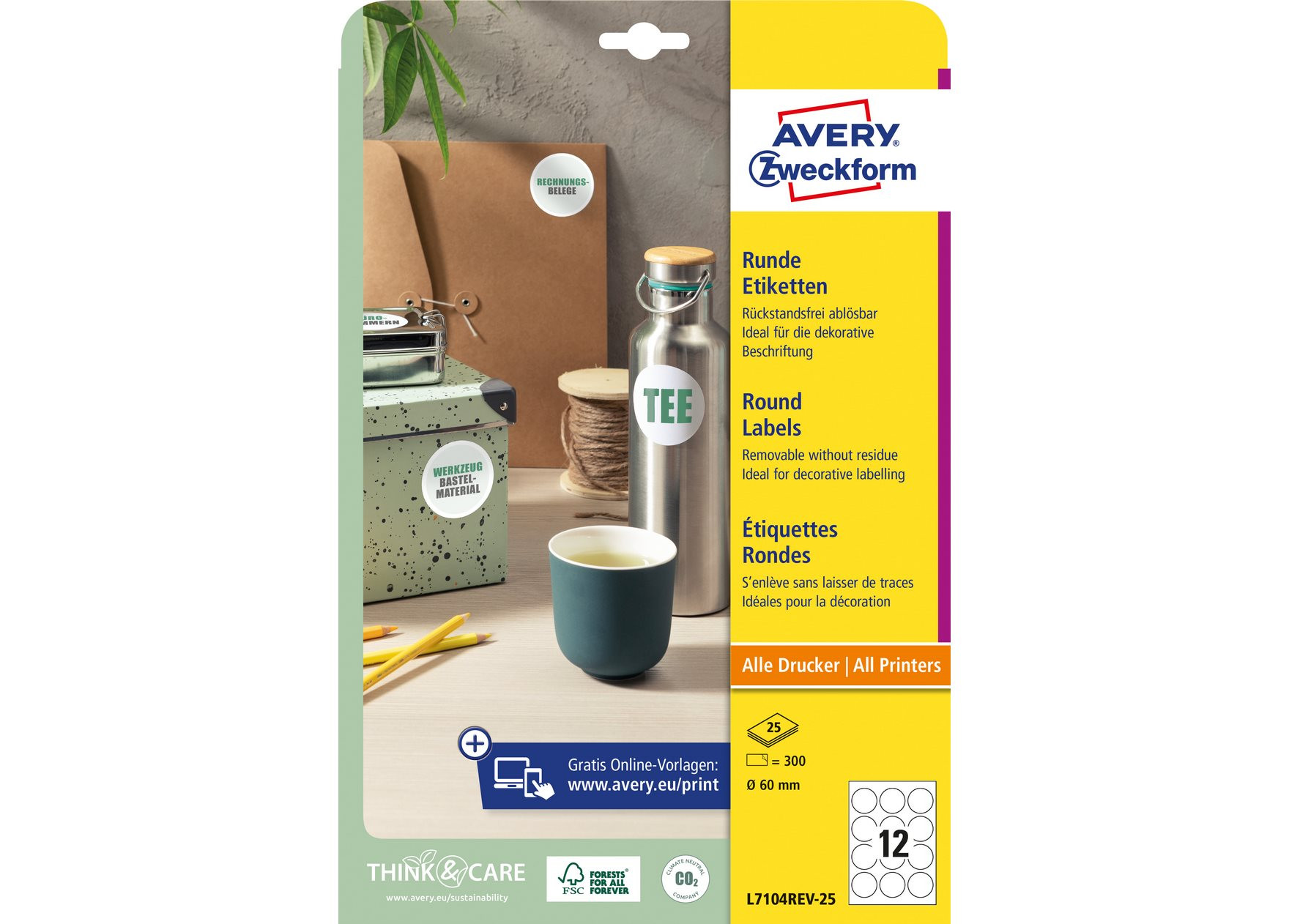 Etykieta okrągła Avery Zweckform 60 mm biała 25szt
