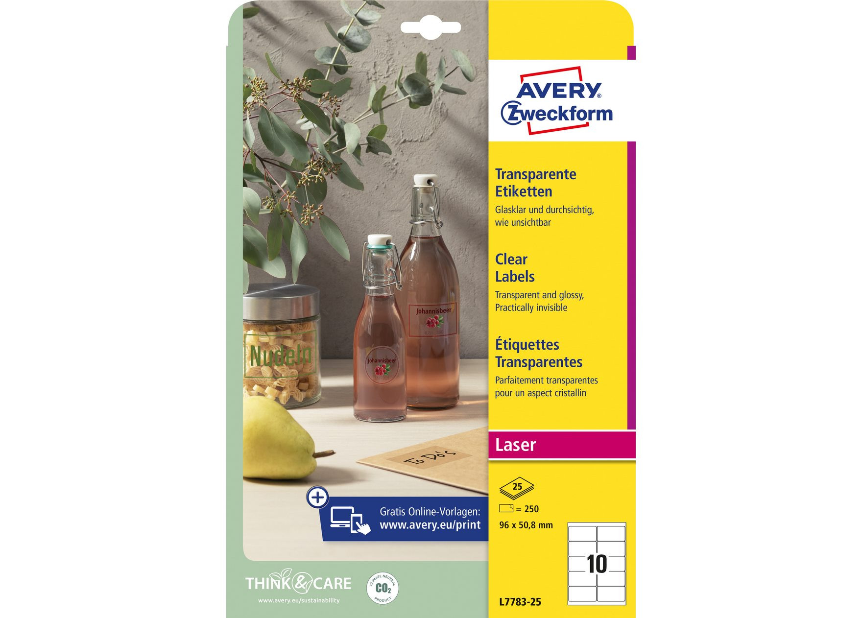 Etykiety przezroczyste Crystal Clear Avery Zweckform 96x50,8 mm