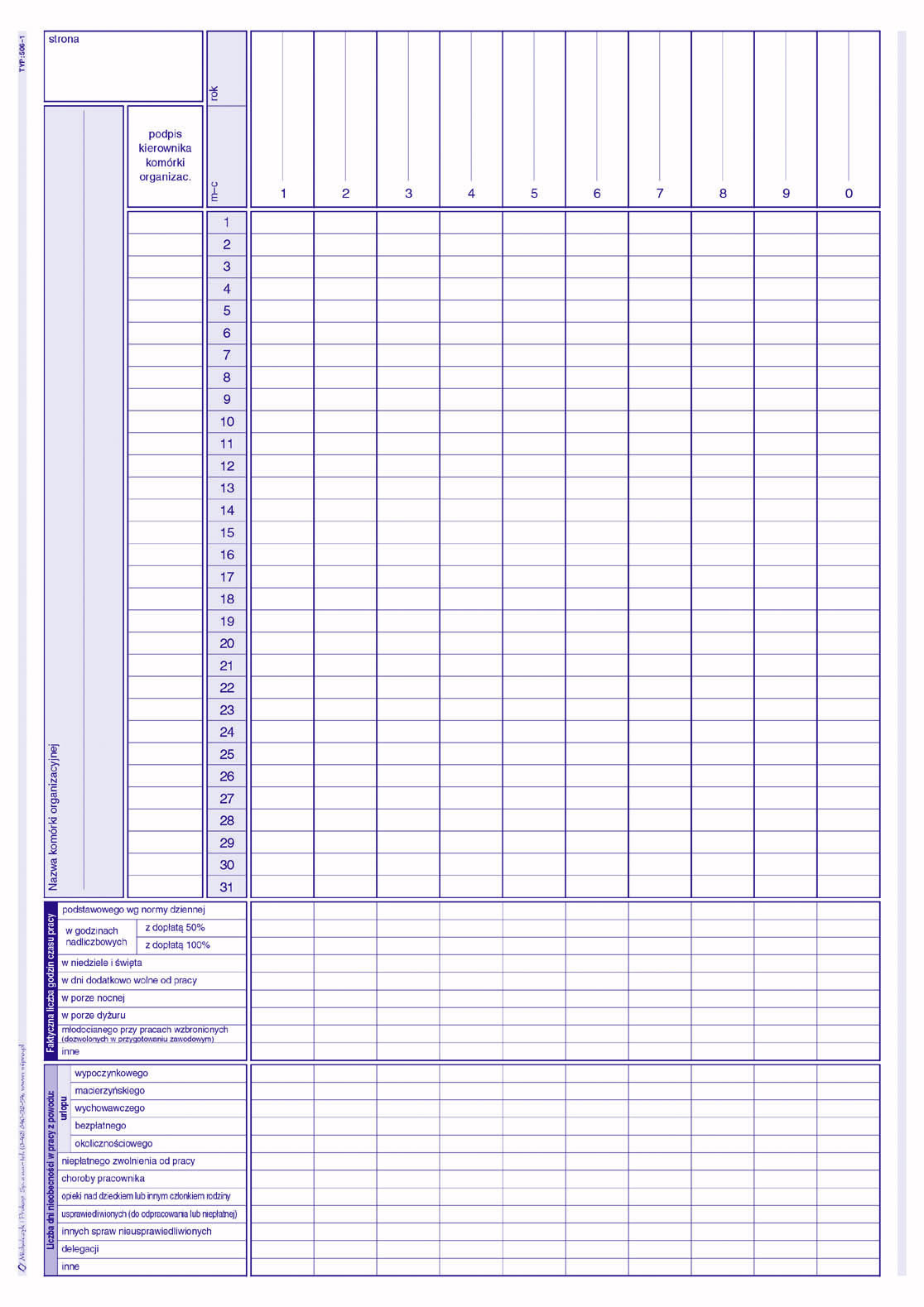 Lista obecności MiP 506-1 A4