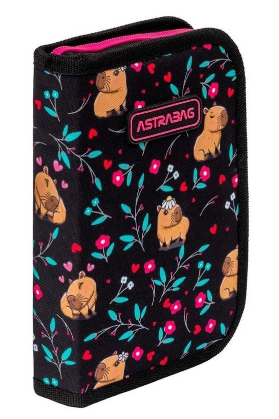 Piórnik pojedynczy dwuklapkowy bez wyposażenia ASTRABAG Flower Capy AC1 503026018
