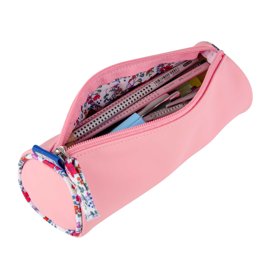 Piórnik Tuba Oxford Floral pastel jasnoróżowy
