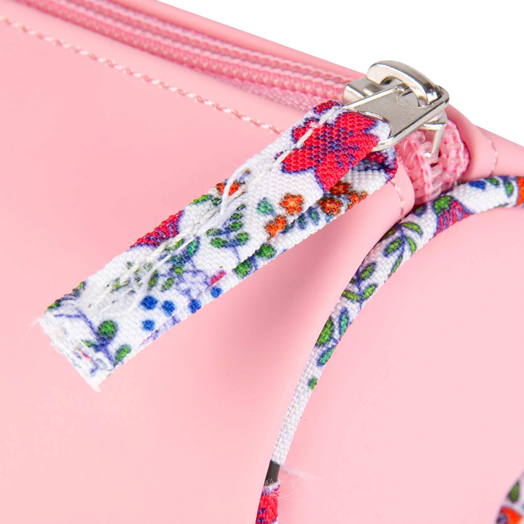 Piórnik Tuba Oxford Floral pastel jasnoróżowy