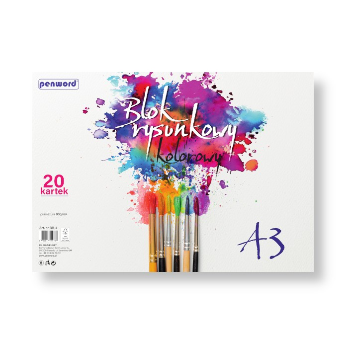 Blok rysunkowy kolor A3/20 80g Polsirhurt