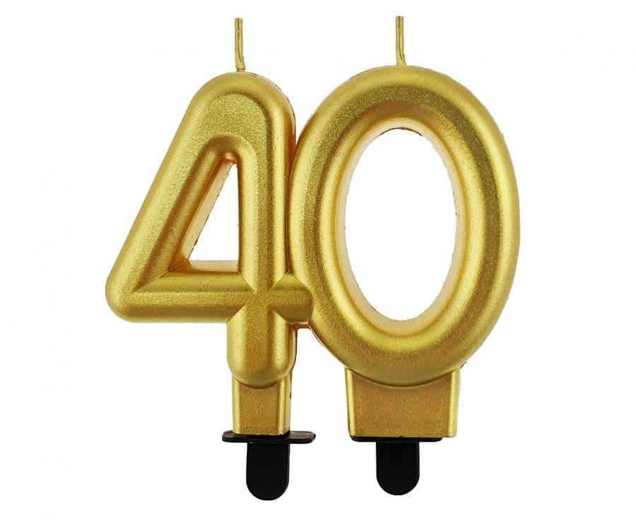Świeczka B&C cyferka 40, metalik złota 8,0cm GoDan