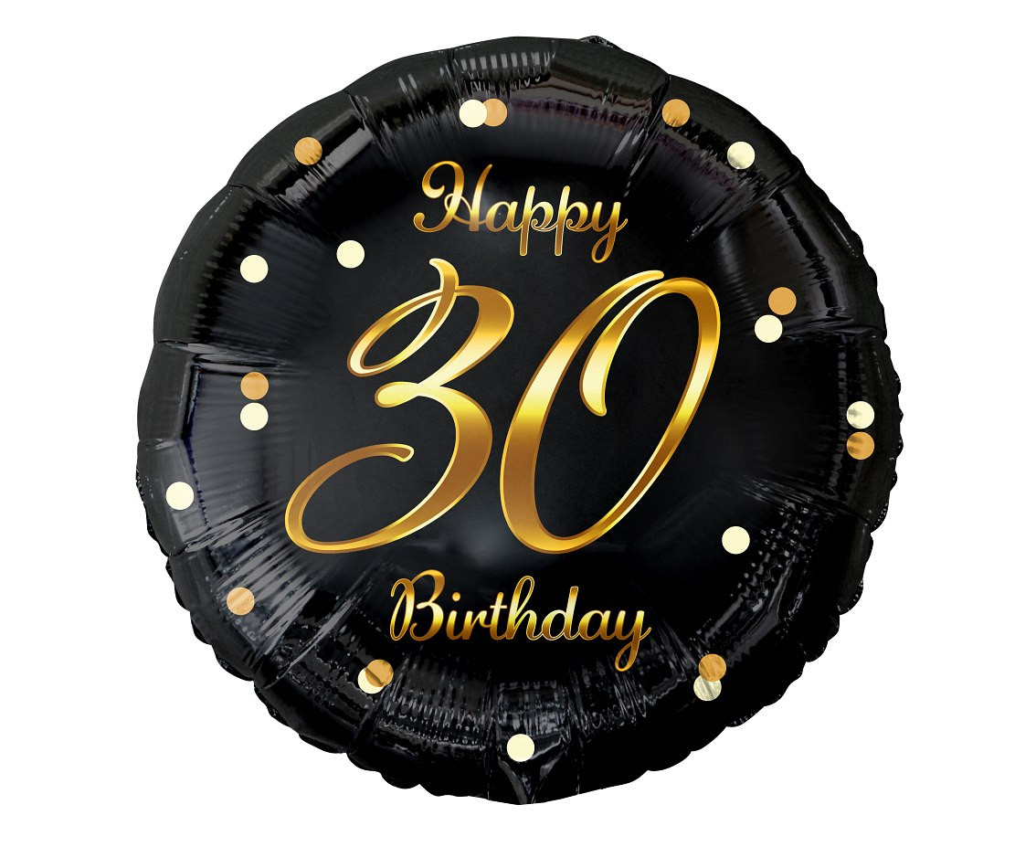 Balon foliowy Happy 30 Birthday czarny nadruk złoty 18" FG-O30Z GoDan