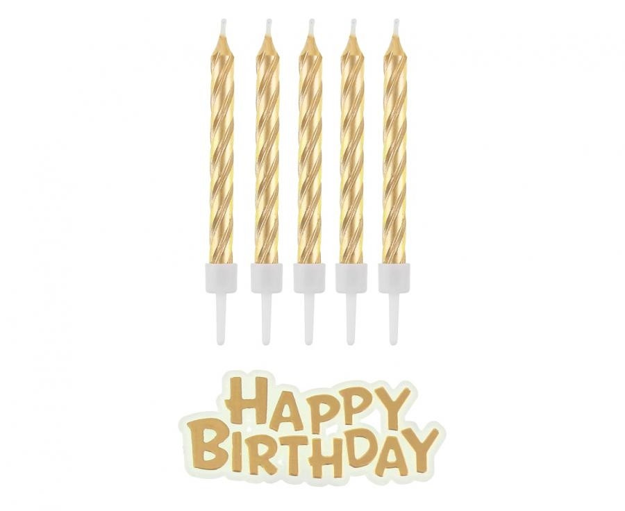 Świeczki urodzinowe Happy Birthday złote (16) GoDan