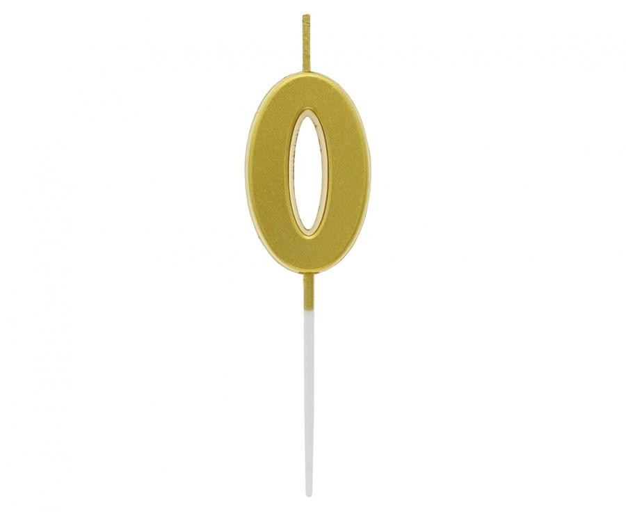 Świeczki piker B&C cyferka 0 metaliczna złota 9,5x2,3cm BH-SPZ0 GoDan