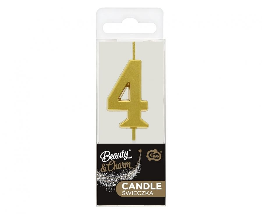 Świeczki piker B&C cyferka 4 metaliczna złota 9,5x2,3cm BH-SPZ4 GoDan