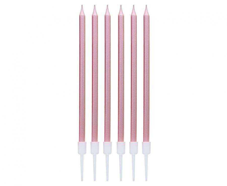 Świeczki B&C metaliczne różowo-złote 13,5x0,4cm 6szt BH-SMRZ GoDan