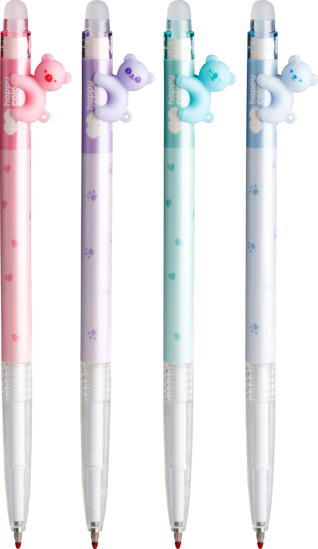 Długopis wymazywalny Pastelowe Misie (Pastel Bears) 0,5mm niebieski Happy Color HA 4120 02PB-3 GDD