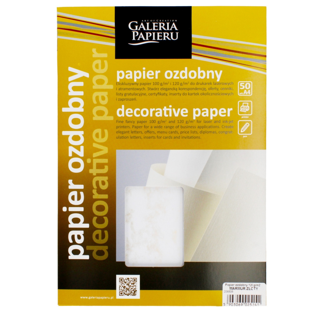 Papier ozdobny A4 (50) Marmur złoty  Argo 120g (206806)