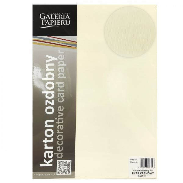 Karton ozdobny A4 (20) Ryps krem Argo 240g  [201812]