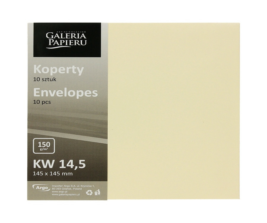 Koperta 145x145 mm gładki jasnokremowy 120g (10) 280729 Argo