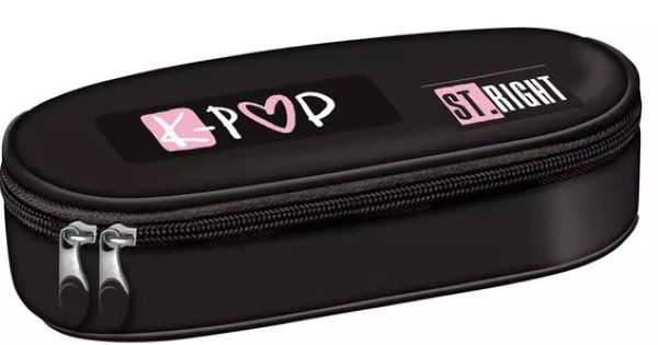 Piórnik saszetka usztywniona z wewnętrzną klapką Stright PC-01 Pink K-POP Majewski