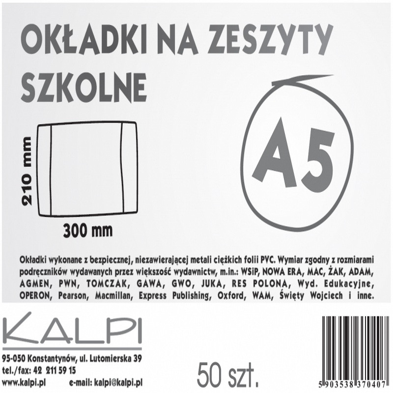 Okładki na zeszyt A5 (50) ok-9 Kalpi ok-16