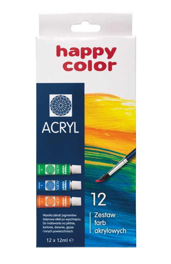 Farba akrylowa Happy Color 12 kolorów
