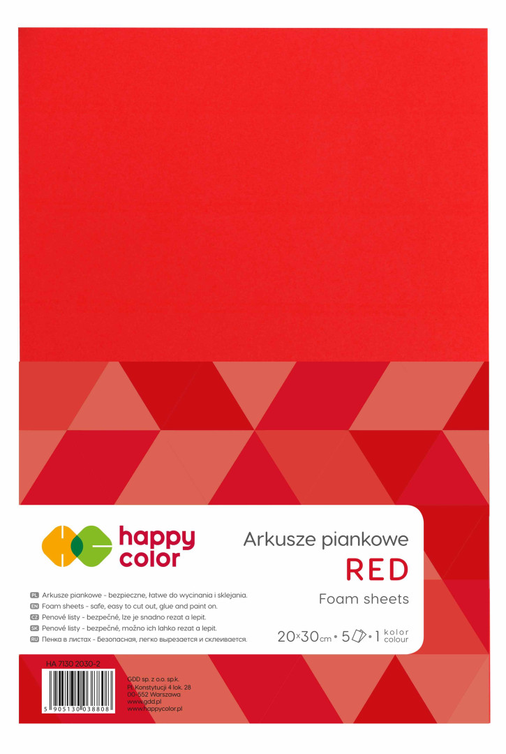 Arkusze piankowe A4  (5) czerwone Happy Color