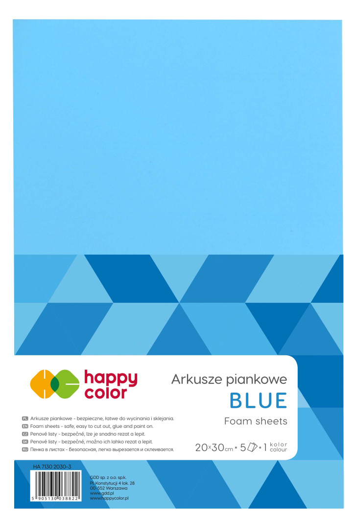 Arkusze piankowe A4 5szt. Happy Color niebieskie