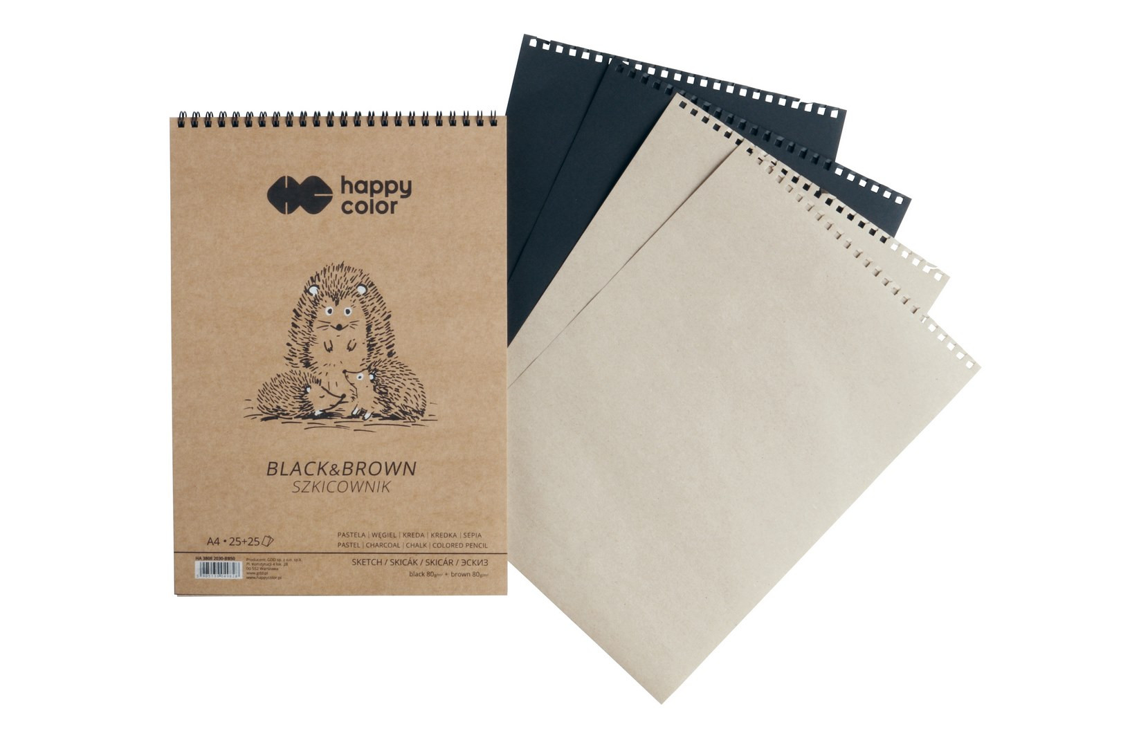Szkicownik na spirali Black&Brown A4/50 80g Happy Color