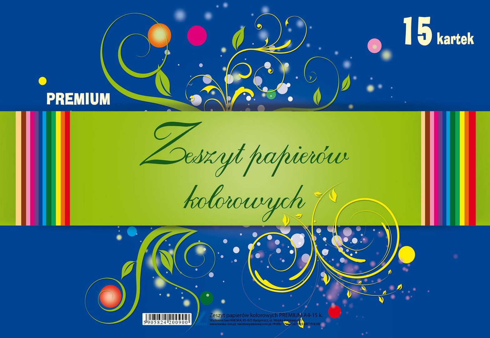 Zeszyt A4/15k papierów kolorowych Premium Kreska