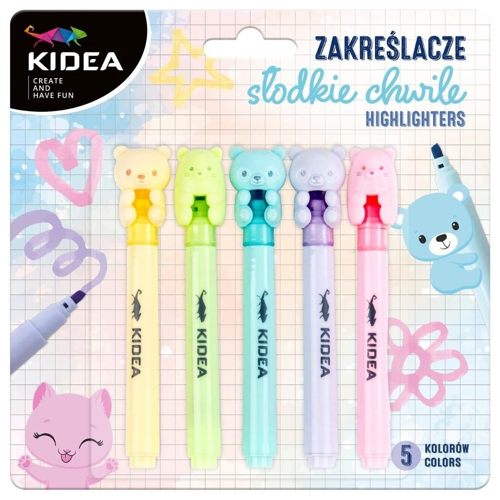 Zakreślacze Słodkie chwile 5kol.Kidea Derform