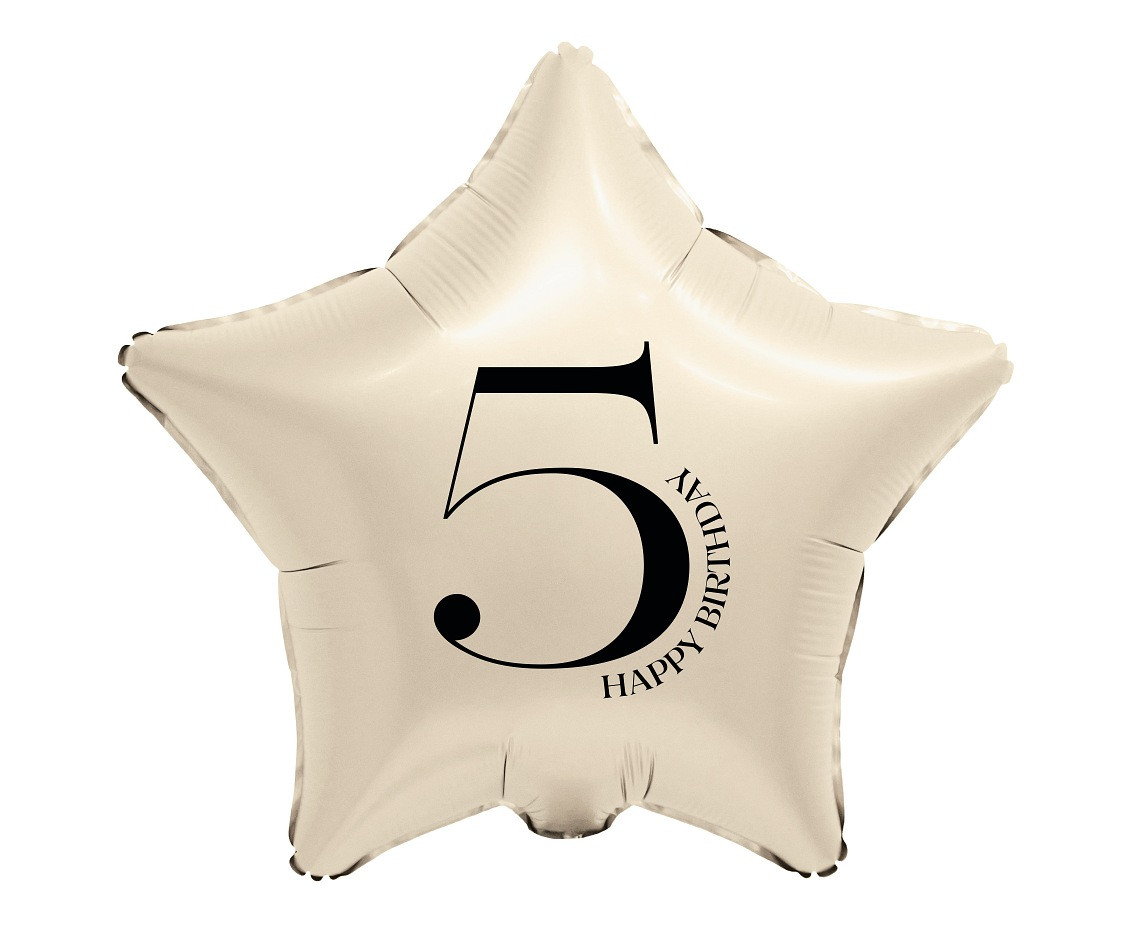 Balon foliowy 18" Gwiazda z cyfrą 5 kremowy FG-BGM5 GoDan