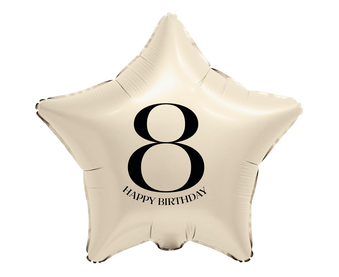 Balon foliowy 18" Gwiazda z cyfrą 8 kremowy FG-BGM8 GoDan