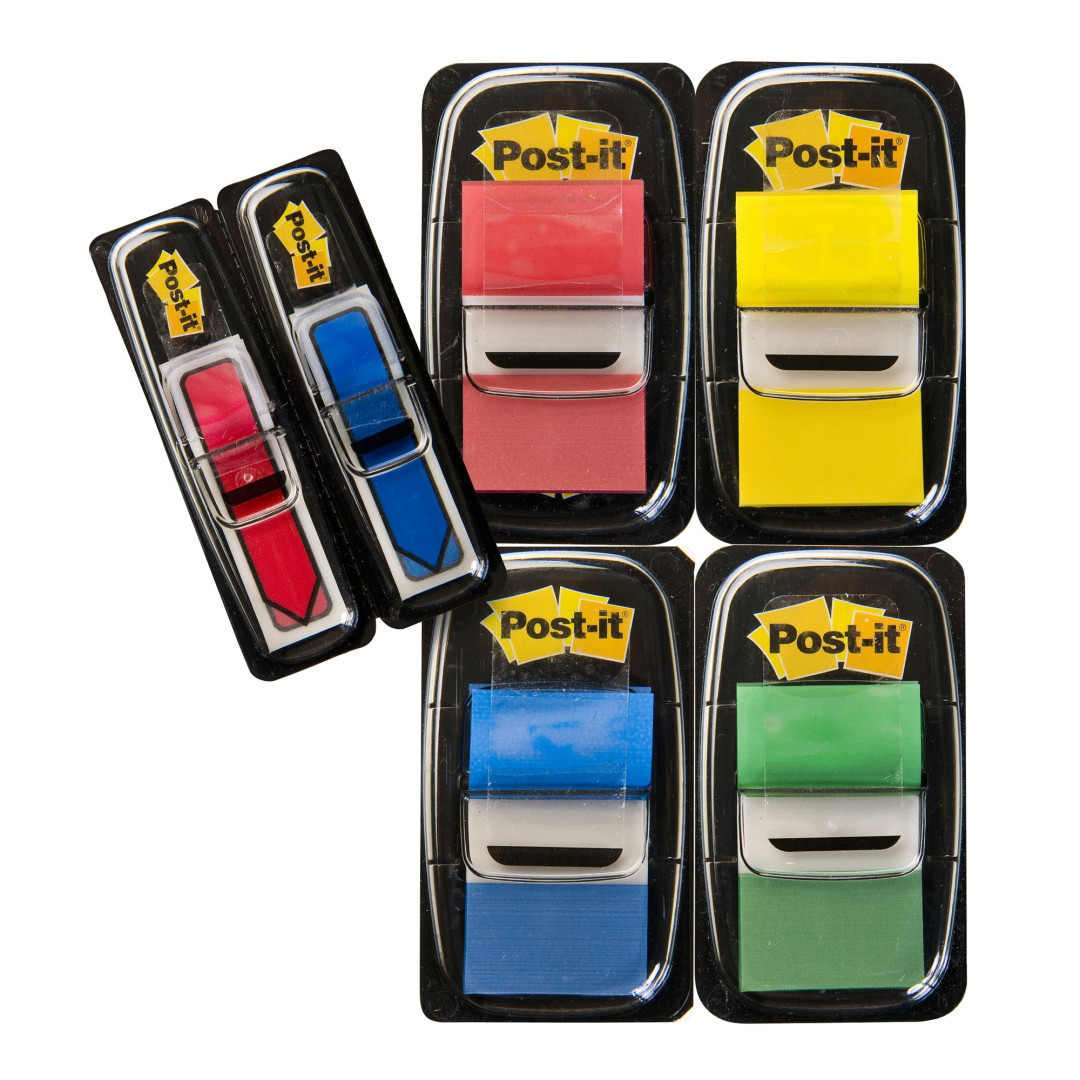 Zakładki Post-it szerokie, 4x50 zakładek 25,4x43,2mm + 2x24 Strzałki GRATIS