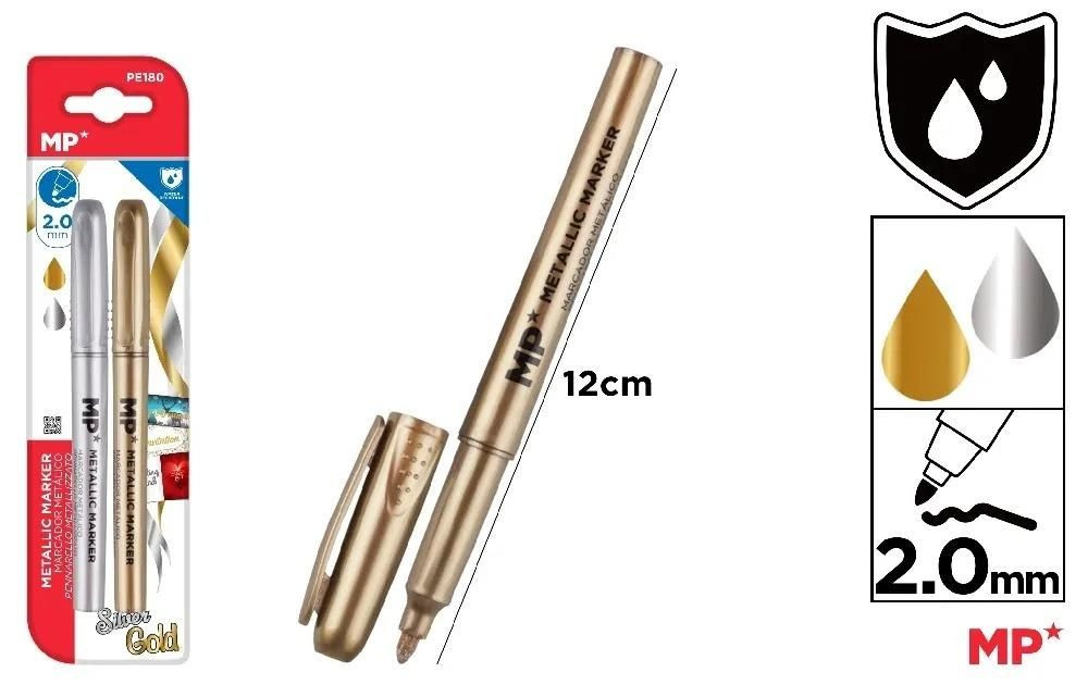 Flamaster metaliczny 2szt złoty i srebrny PE180 MP