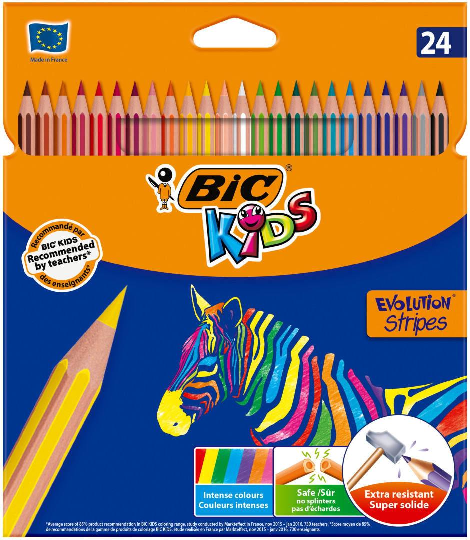 Kredki ołówkowe BIC Kids Evolution Stripes 24kol.