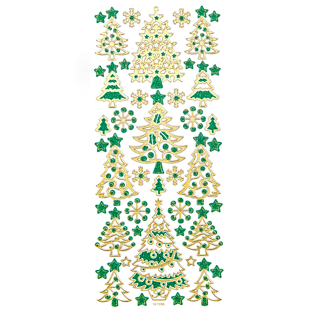 Naklejki brokatowe - CHOINKI GOLD&GREEN (44szt.) DPNB-071 Dalprint