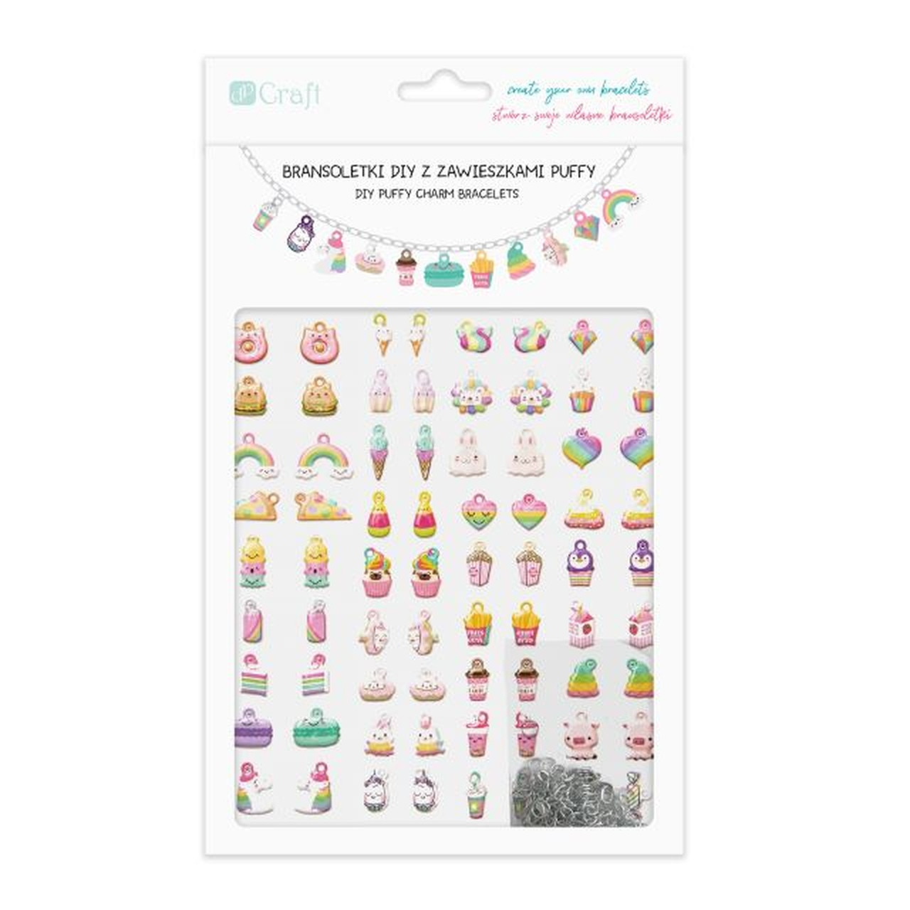 Bransoletki DIY z zawieszkami Puffy Rainbow DPZK-011 Dalprint