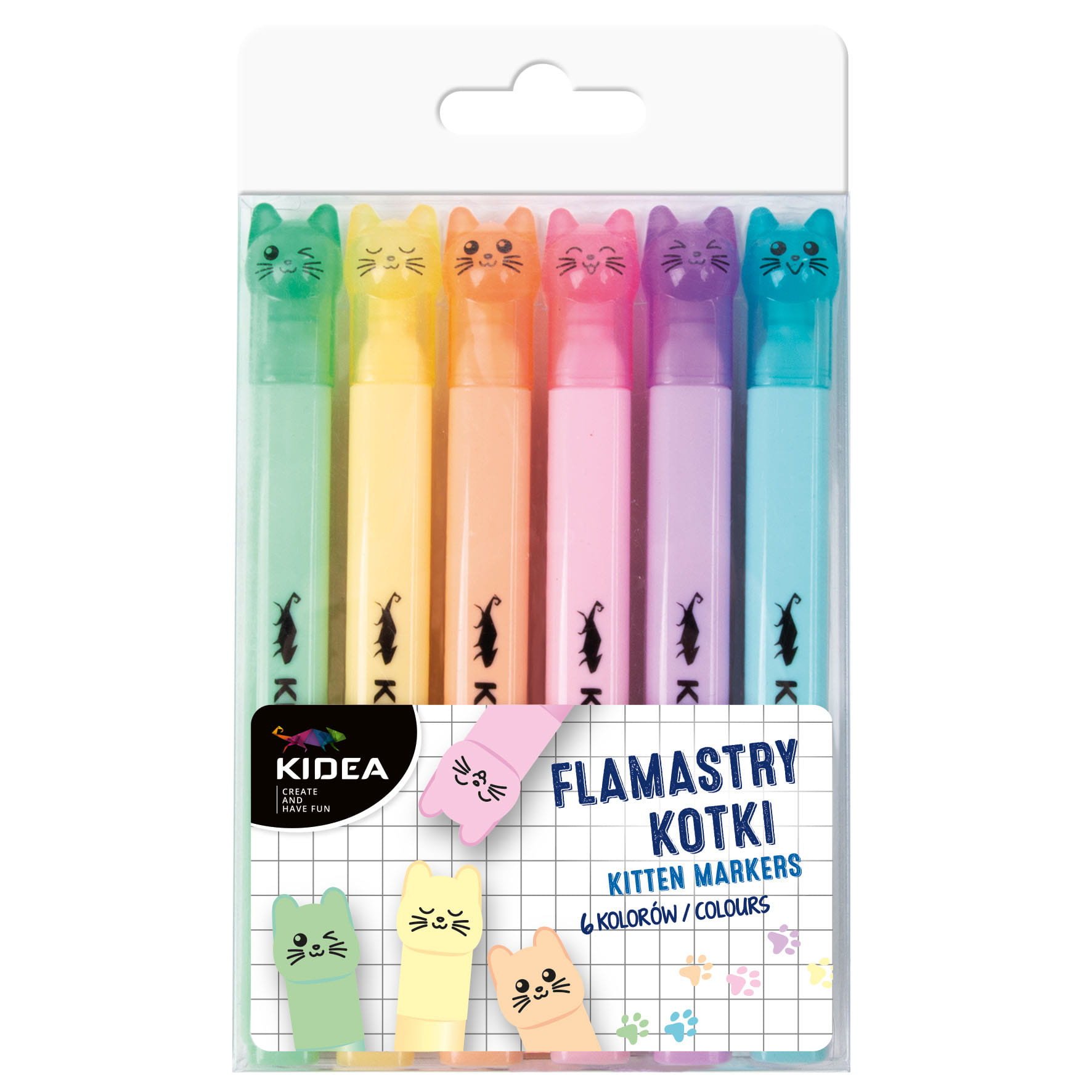 Flamastry kotki 6 kolorów FK6KKA  Kidea