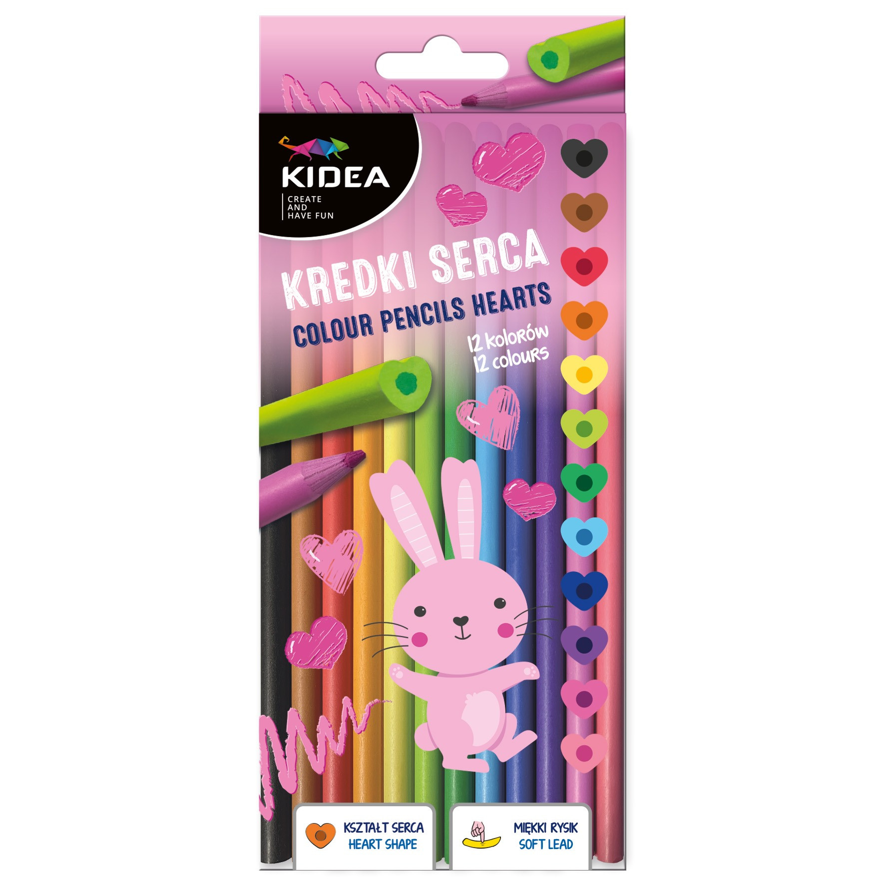 Kredki Serca 12 kolorów Kidea KS12KKA Derform