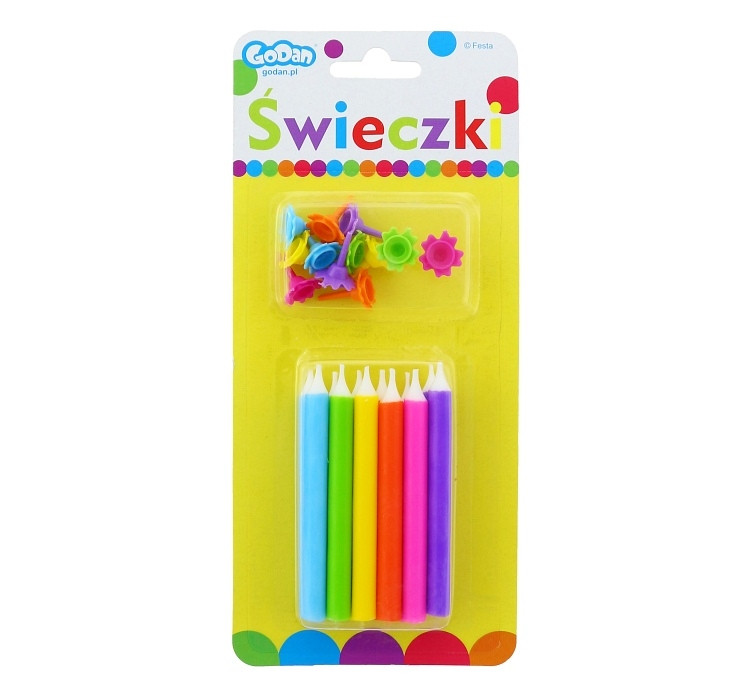 Świeczki urodzinowe ,,Tęcza" wys. 8cm (12szt) PF-SUT12 GoDan