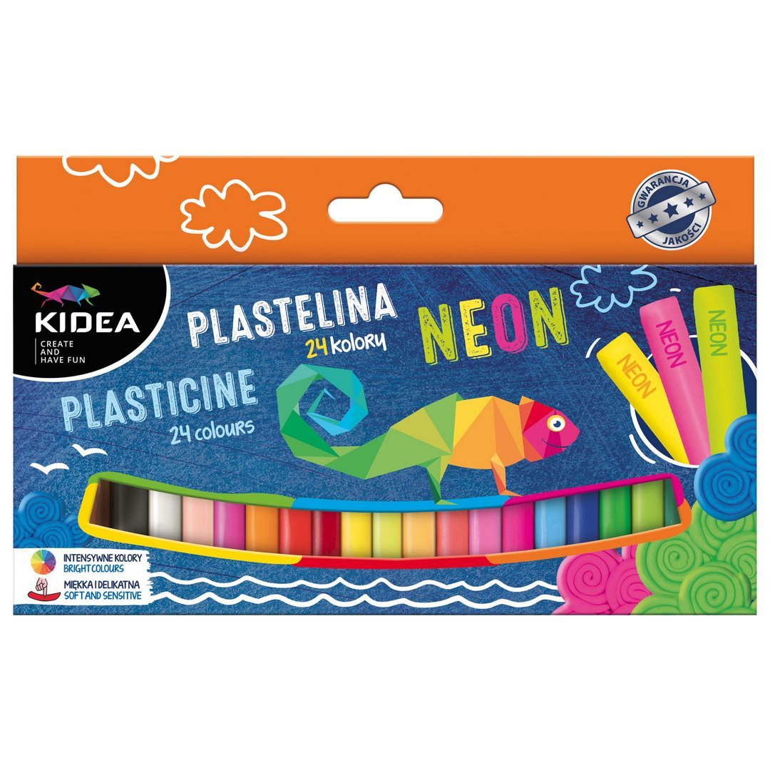 Plastelina szkolna 24 kolory NEON Kidea