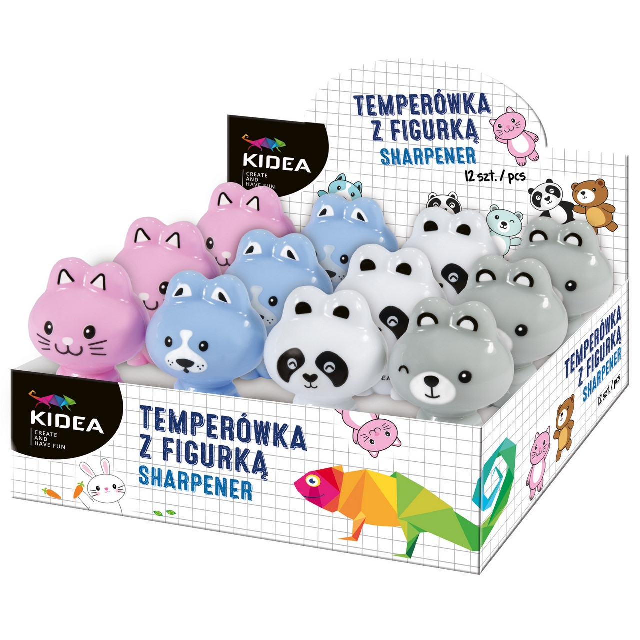 Temperówka z figurką Kidea zwierzaki Derform