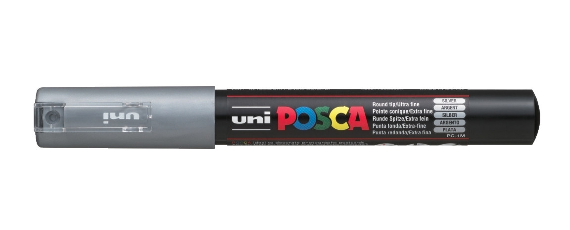 Marker z farbą plakatową Uni Posca, PC-1M 0,7mm srebrny