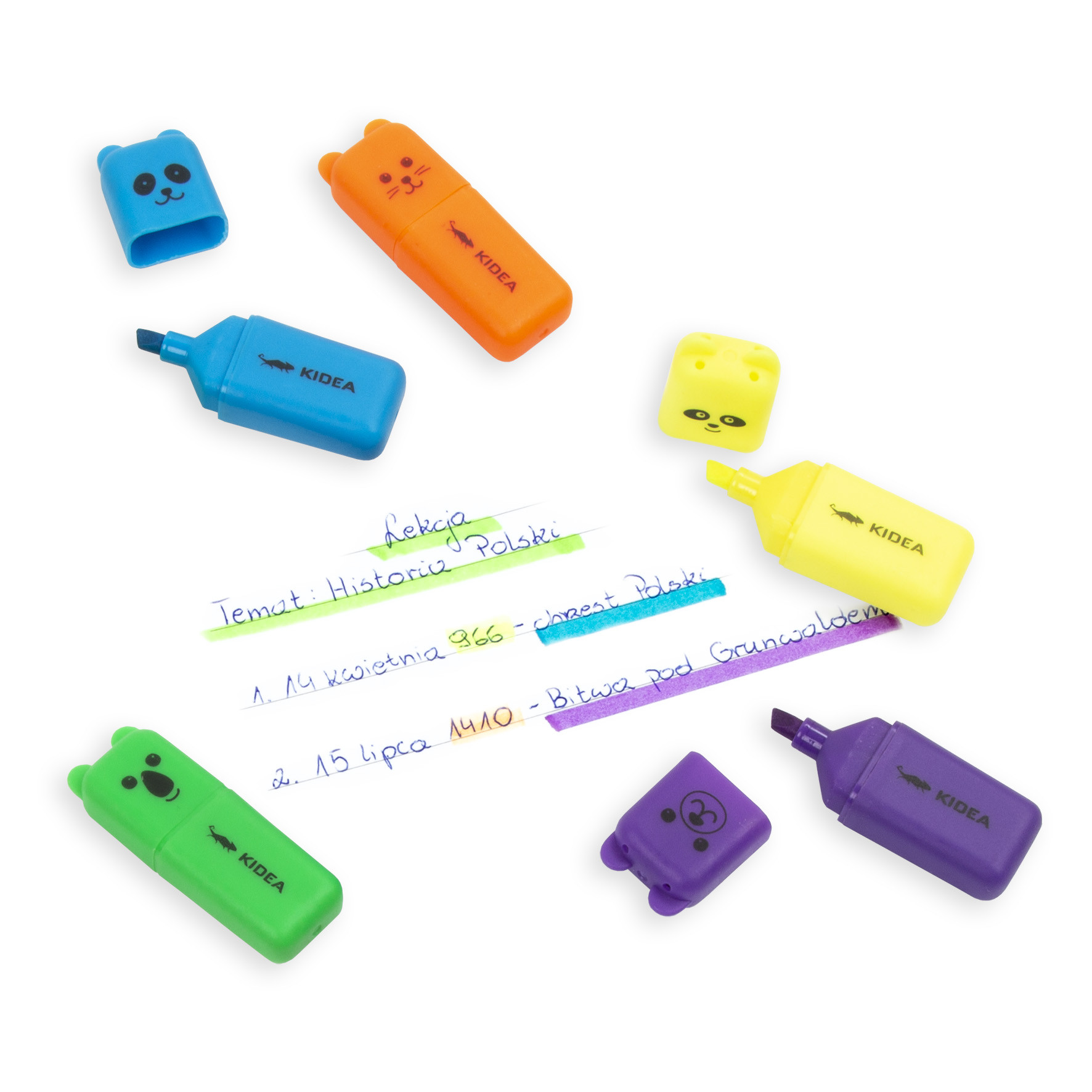Zakreślacze z figurką A 5szt. Kidea ZFA5KA Derform