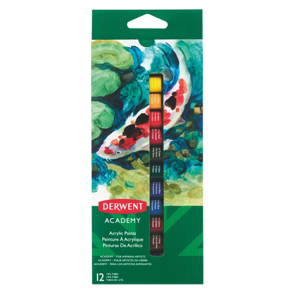Farby akrylowe Acrylic Paints Derwent Academy 12ml 12 kolorów