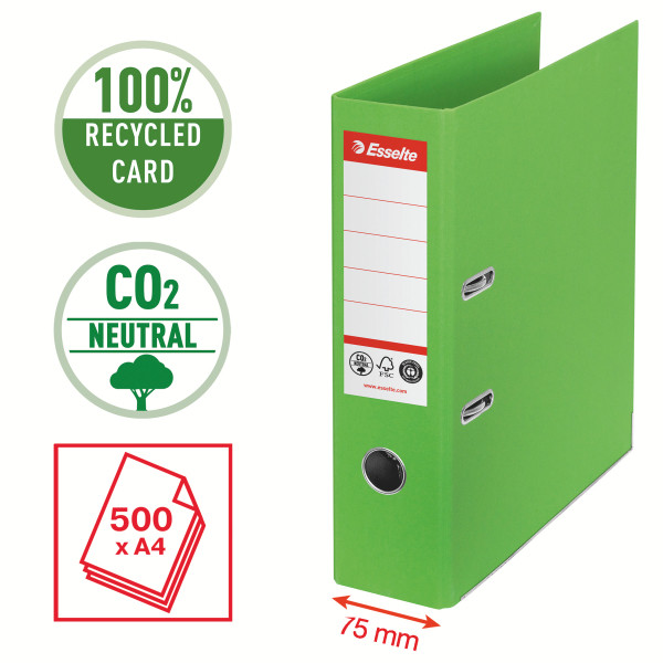 Segregator Esselte No.1 A4/75, neutralny pod względem emisji CO2, zielony
