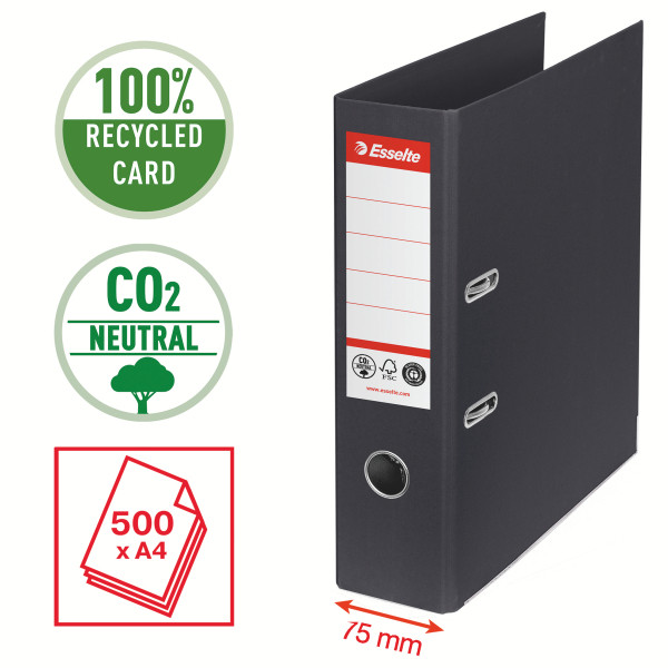 Segregator Esselte No.1 A4/75, neutralny pod względem emisji CO2, czarny