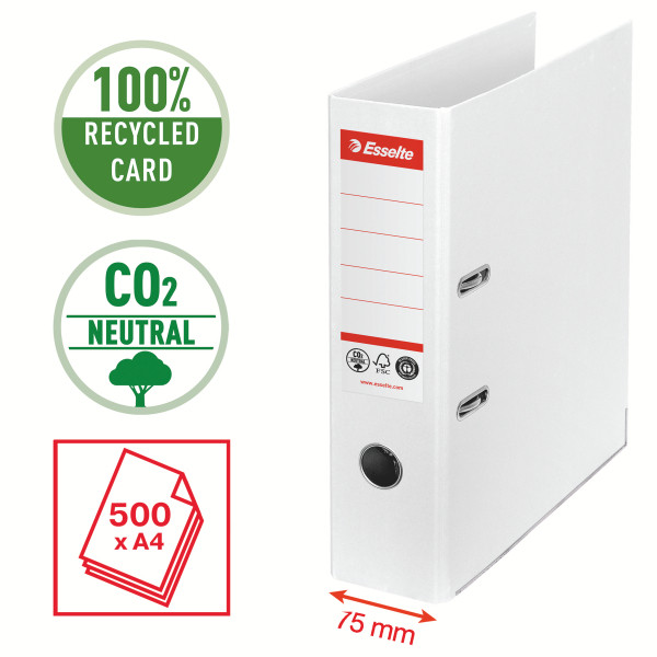 Segregator Esselte No.1 A4/75, neutralny pod względem emisji CO2, biały