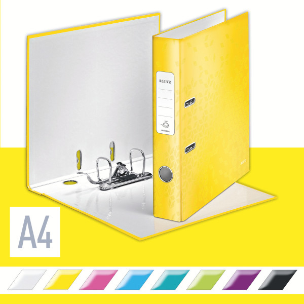 Segregator Leitz  A4/50 180° WOW laminowany żółty