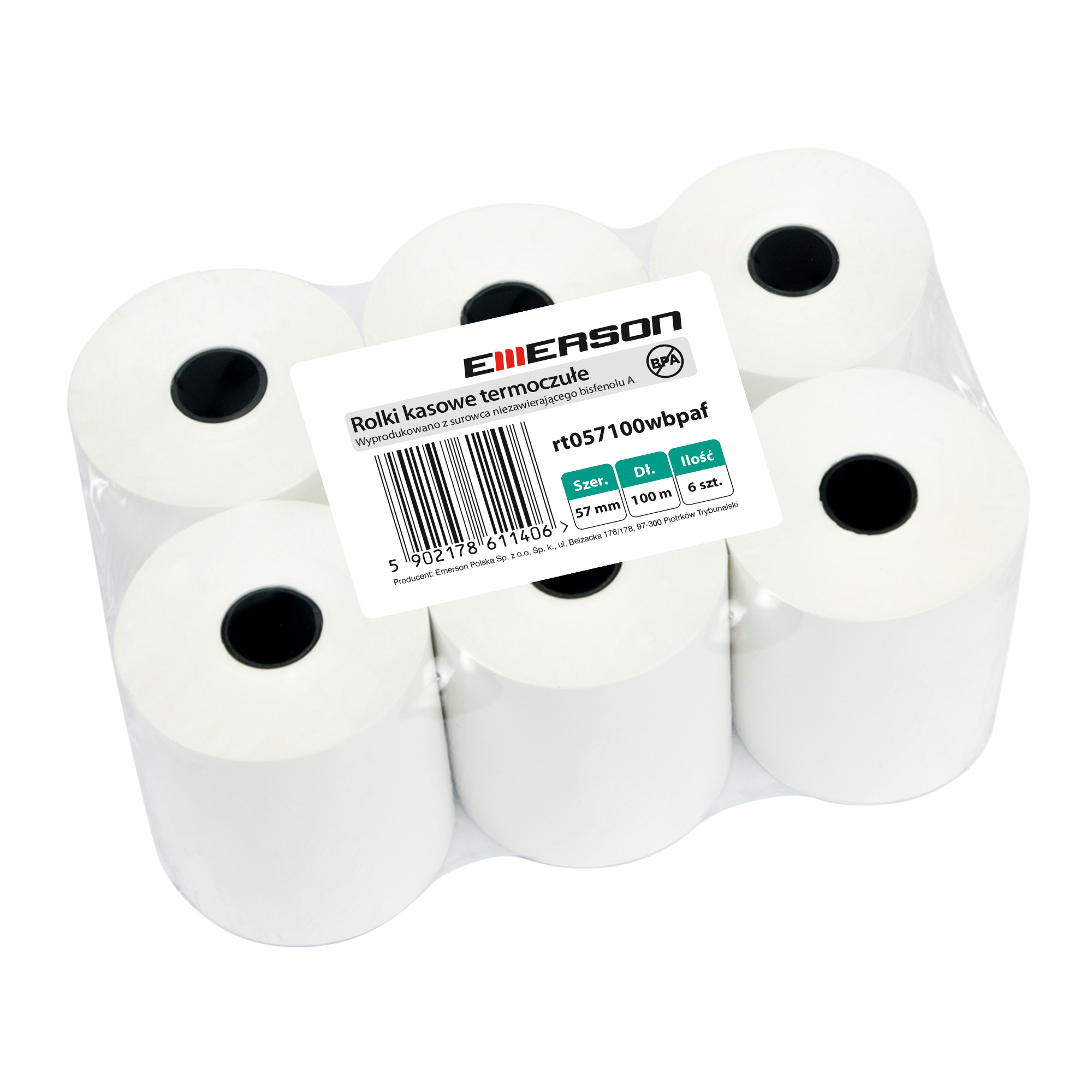 Rolka termiczna 57mmx100m 6szt. Emerson BPA free
