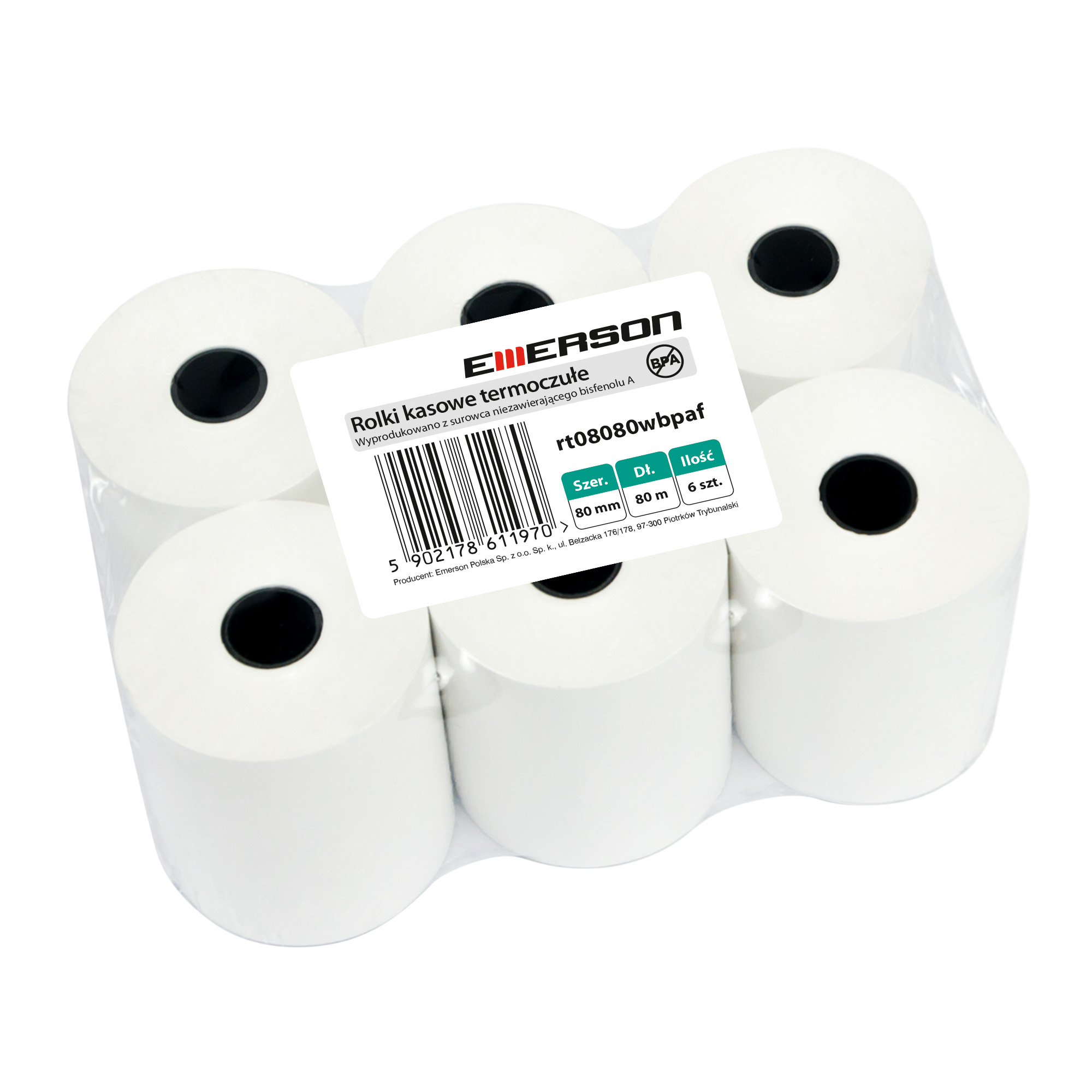 Rolka termiczna 80mmx80m 6szt. Emerson BPA free