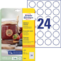 Etykiety na przetwory i słoiki usuwalne Avery 40,8x40,3 mm 10 arkuszy 5084