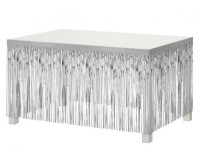 Dekoracja na brzeg stołu B&C frędzle srebrna 80x300cm GoDan