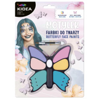 Farbki do twarzy - Motylek 8 kolorów + aplikator Kidea / Derform